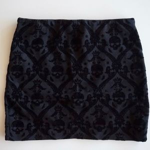 Mini Skirt Size S Velvet Text Skulls Stretch ZARA